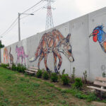 Fresque d'une poule, d'un renard et d'une panthère