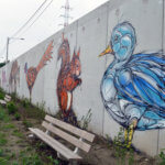 Fresque d'un canard, d'un écureuil, d'une poule, d'un renard